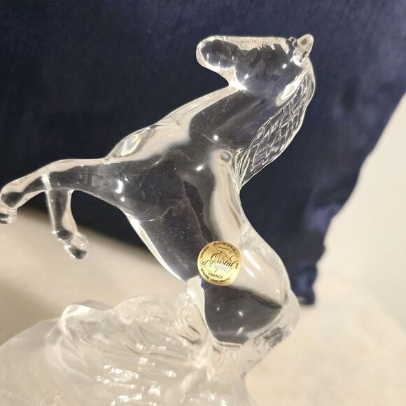 Cristal d’Arques HORSE FIGURINE Stallion Rising Up Crystal Paperweight France - Picture 5 of 8